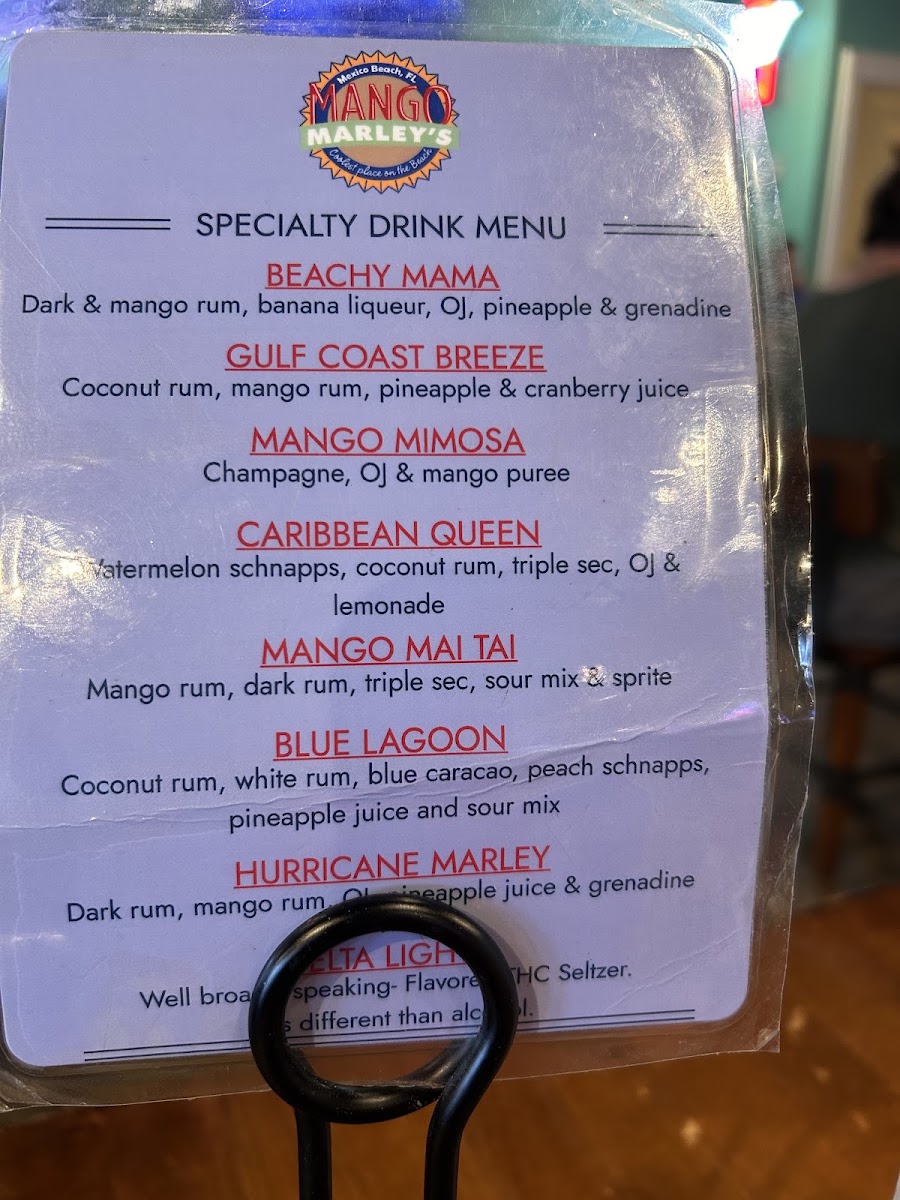 Mango Marley's Menu
