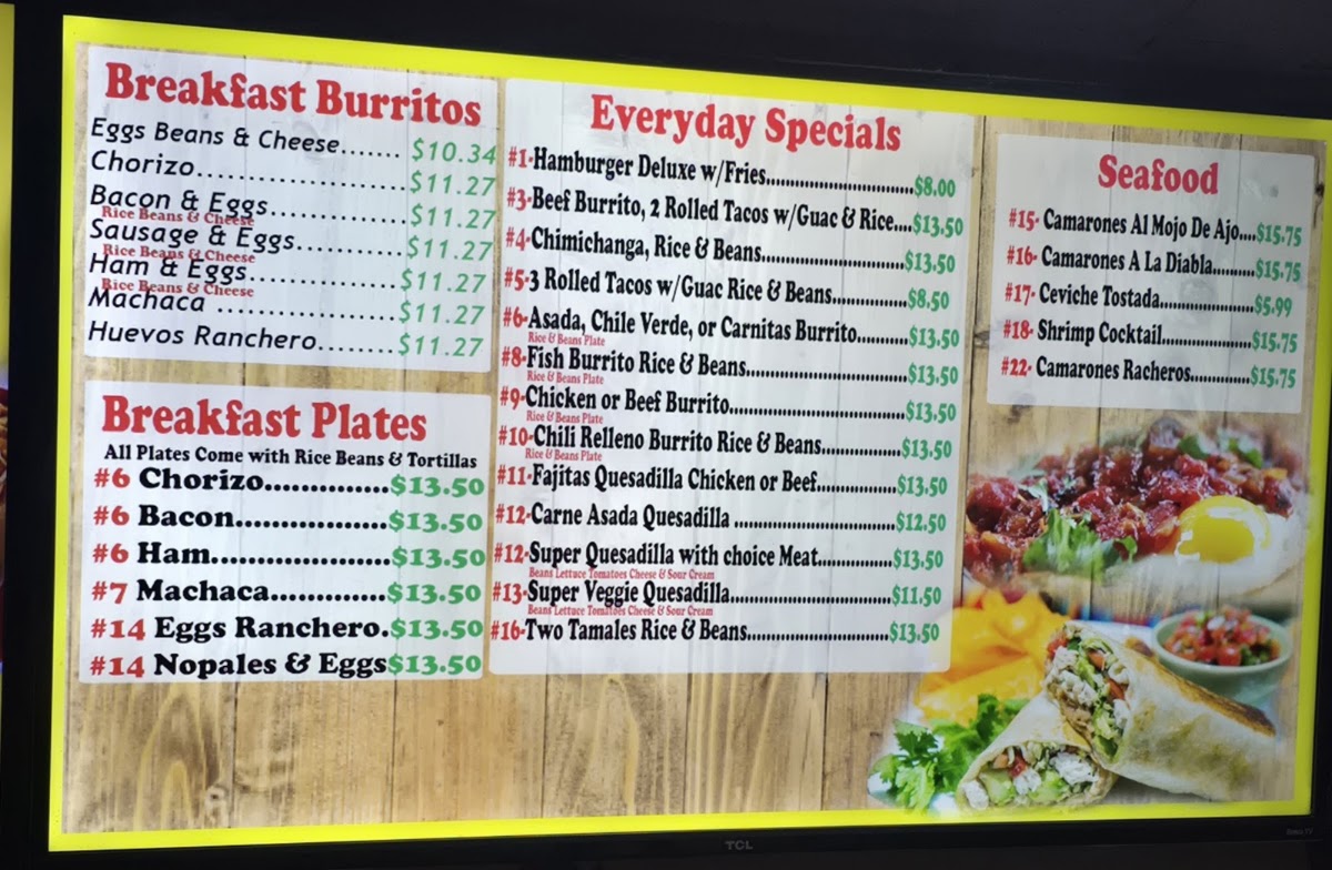 Maria's Taco Shop Menu