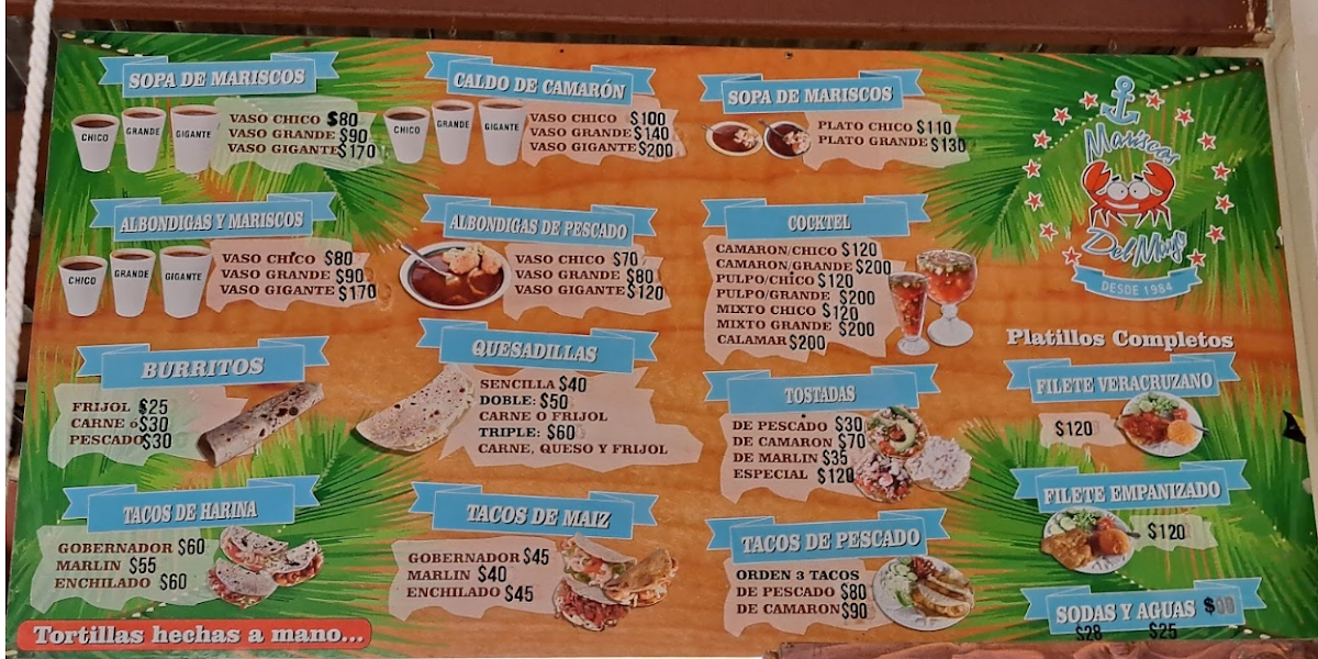 Mariscos Del Mayo Menu