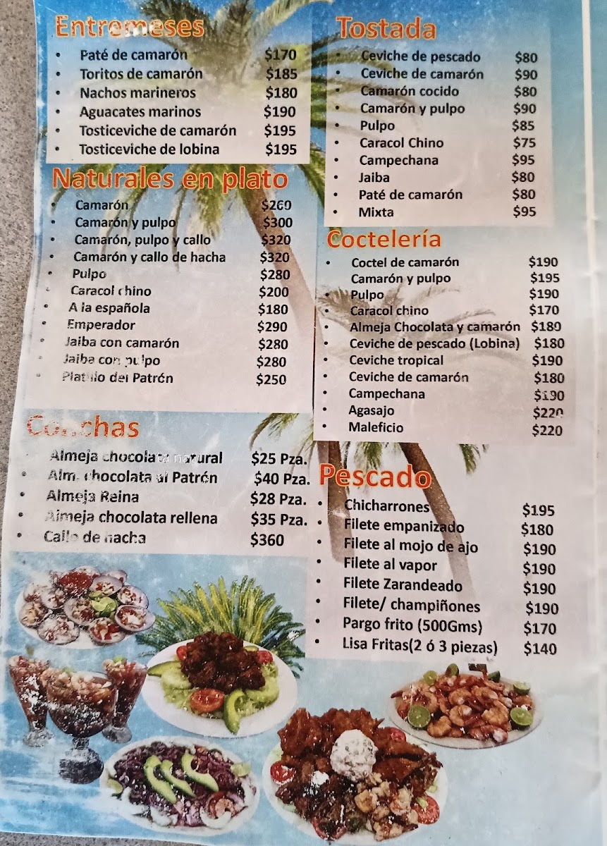Mariscos El Beny Menu