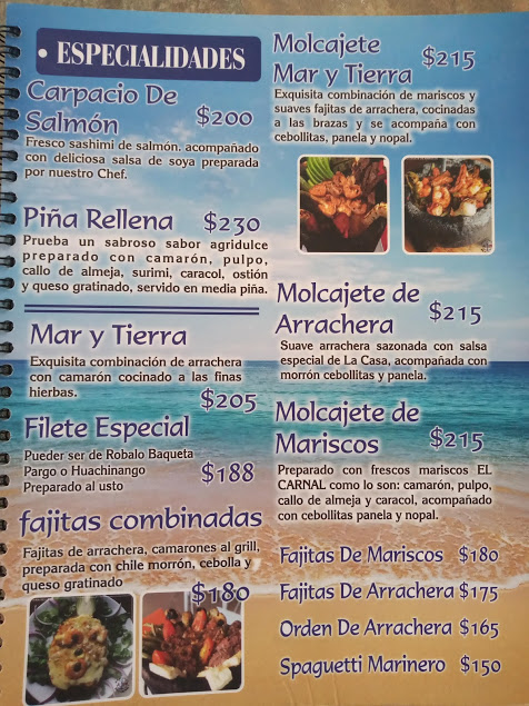 Mariscos El Carnal Menu