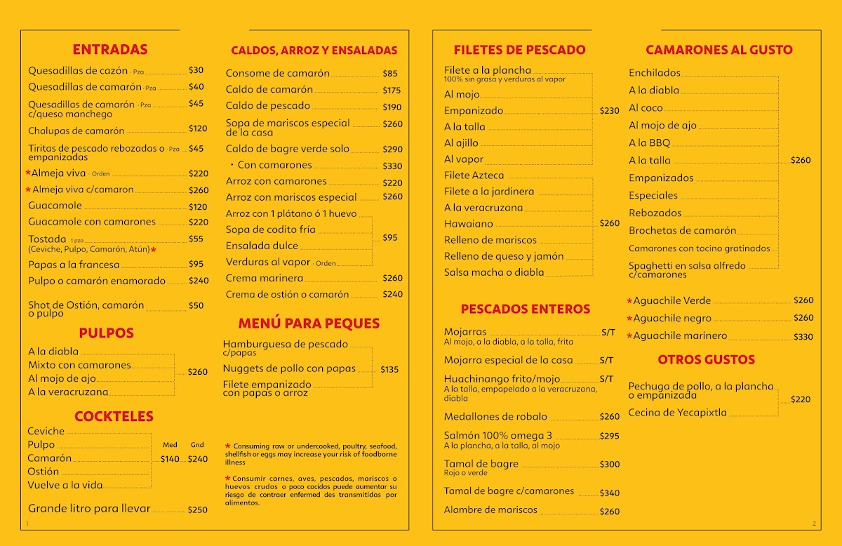 Mariscos El Langostino Menu