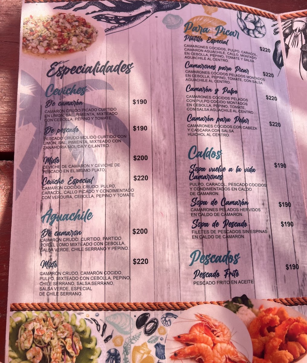 Mariscos El Pirata Menu