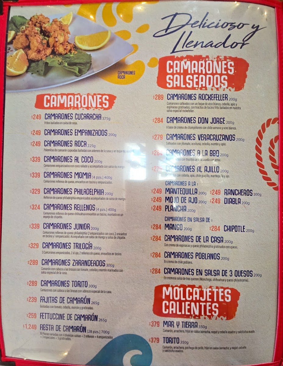 Mariscos El Torito La Marina Menu