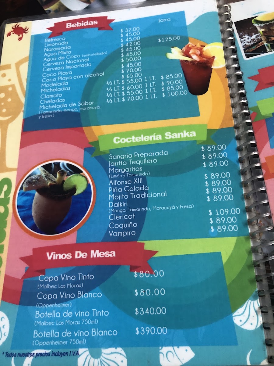 Mariscos La Playa Menu