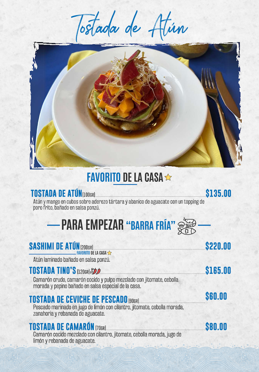 Mariscos Tino's Pitillal Menu