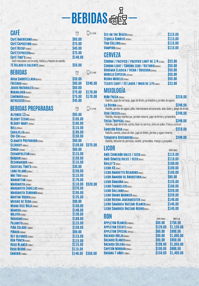 Mariscos Tino's Pitillal Menu Photo 4