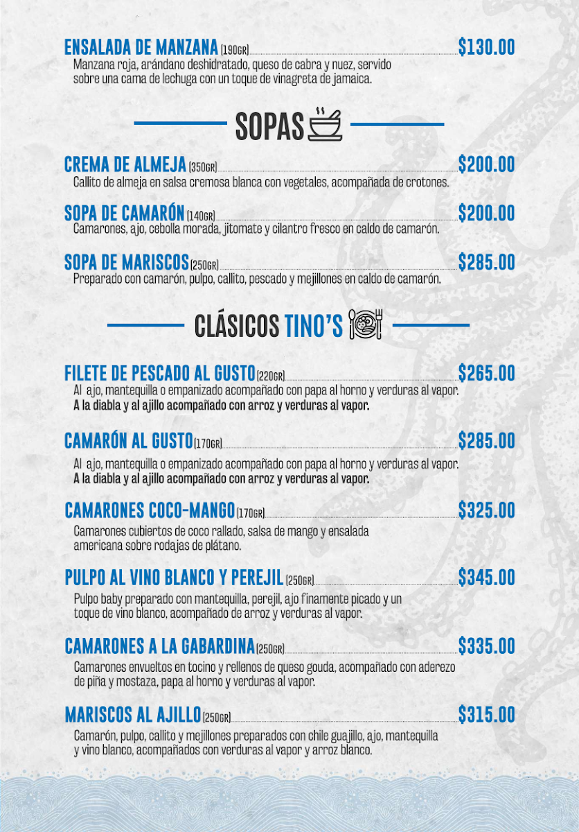 Mariscos Tino's Pitillal Menu Photo 7