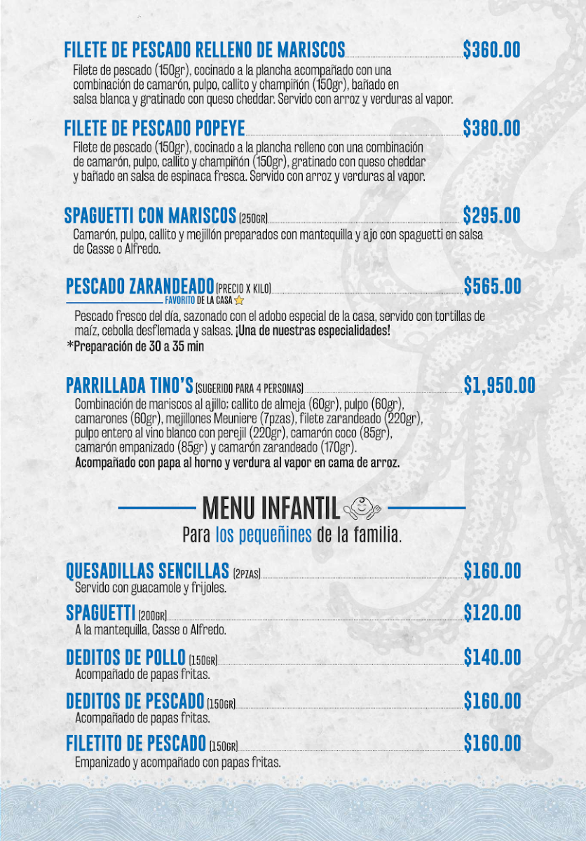 Mariscos Tino's Pitillal Menu Photo 9