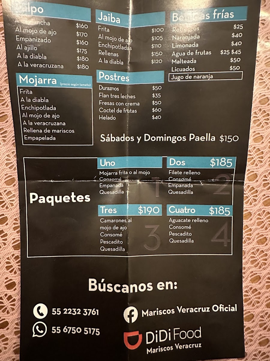 Marisqueria Veracruz Menu