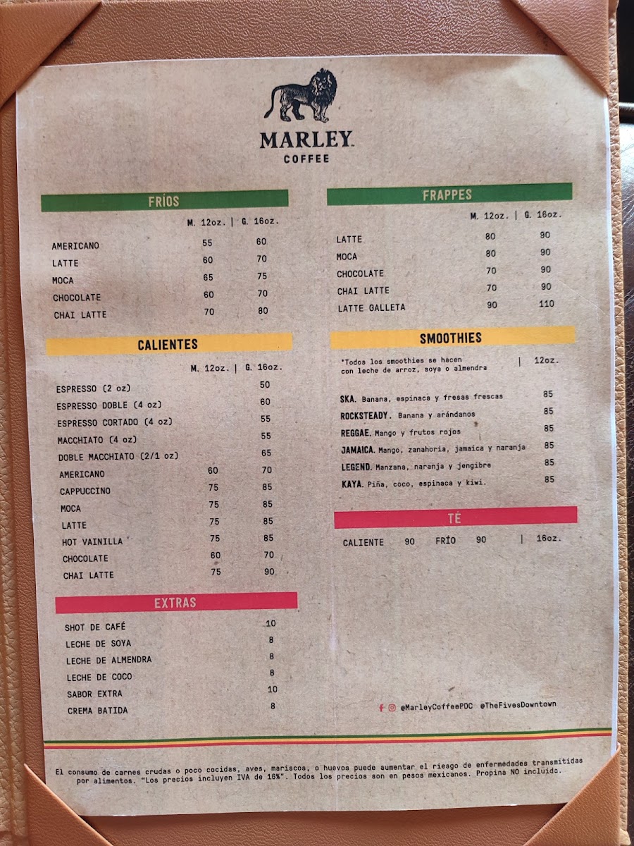 Marley Coffee Menu Photo 3