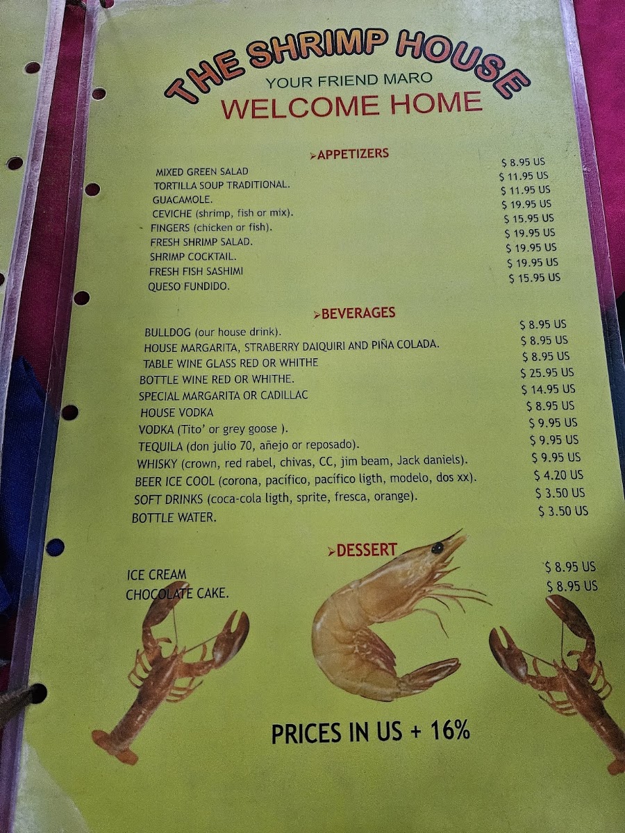 Maro Shrimp House Menu