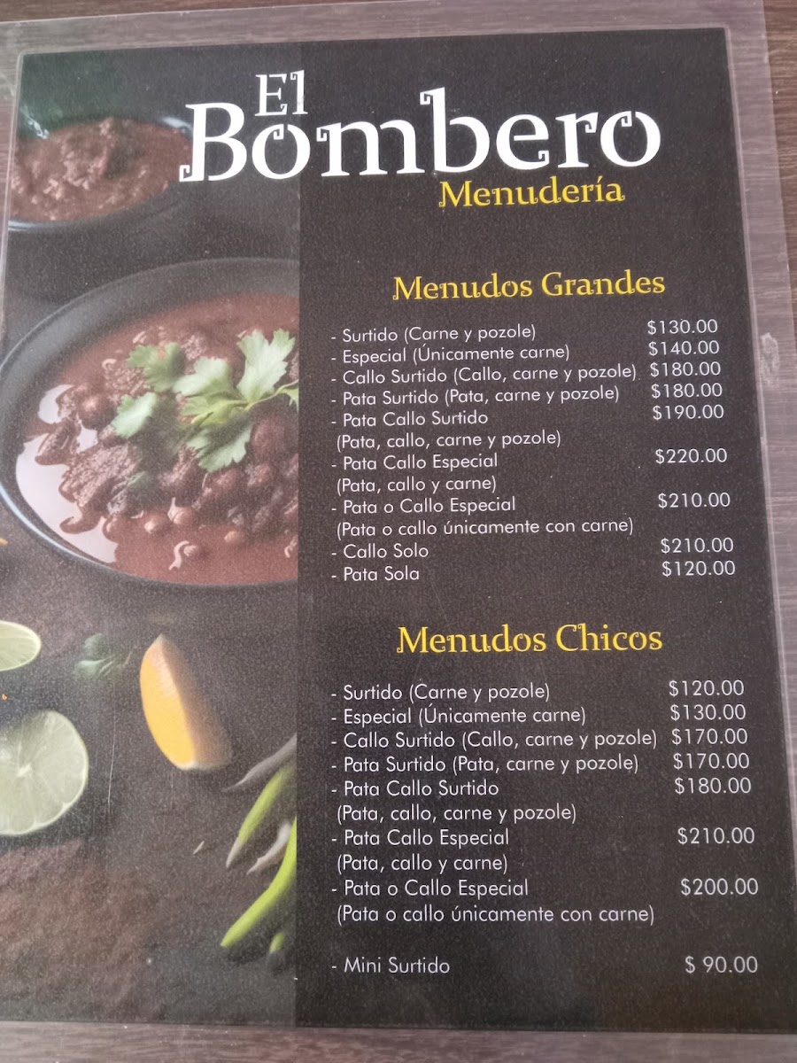 Menuderia El Bombero Menu Photo 3