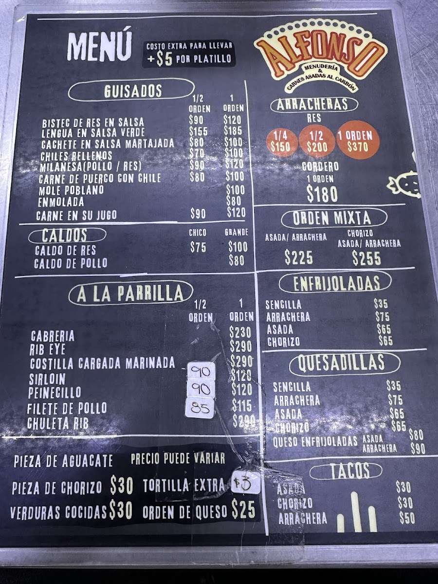 Menuderia Y Carnes Asadas Alfonso Menu Photo 6