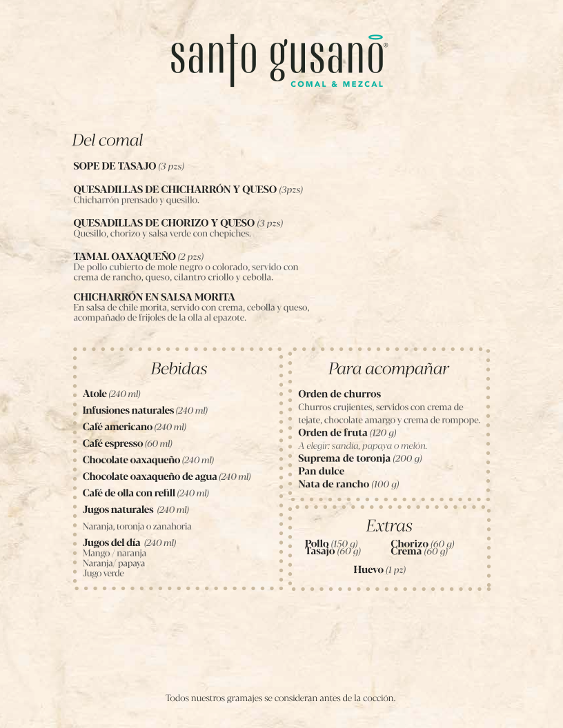 Mezcalería Santo Gusano Menu Photo 2