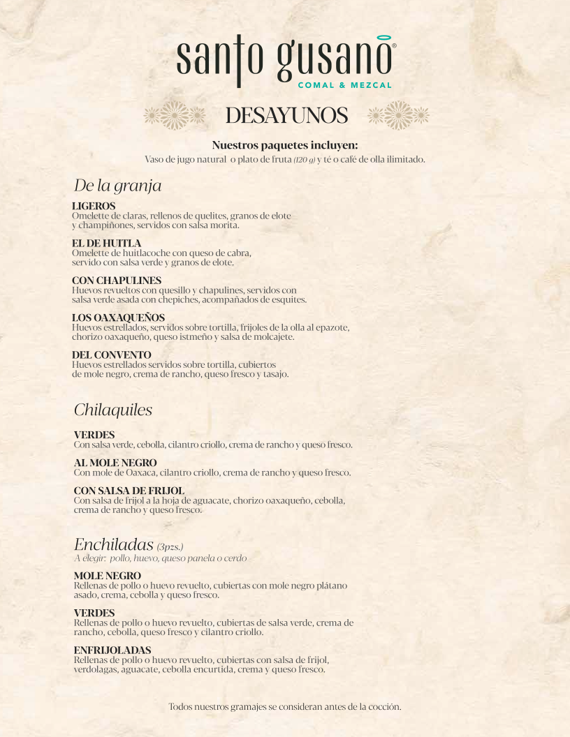 Mezcalería Santo Gusano Menu Photo 3