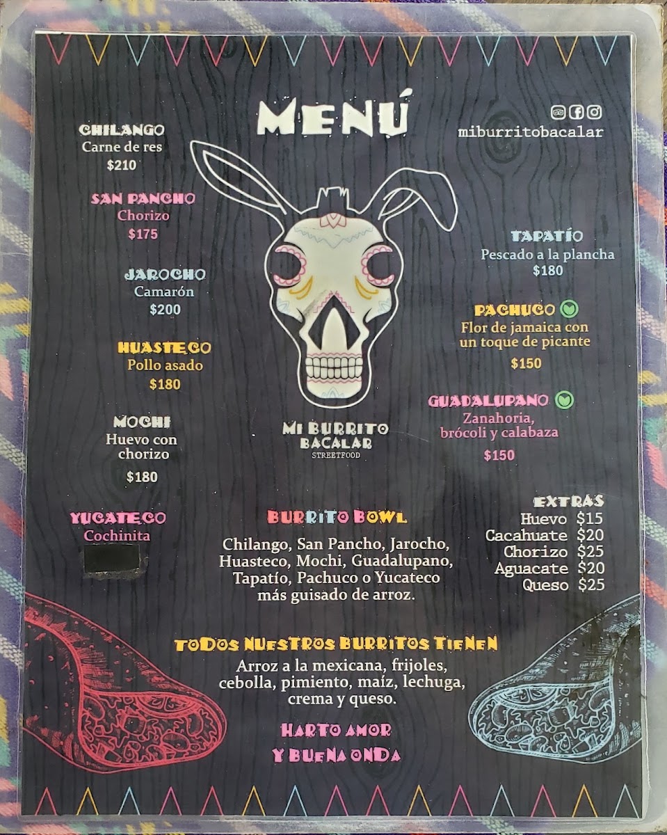 Mi Burrito Bacalar Menu