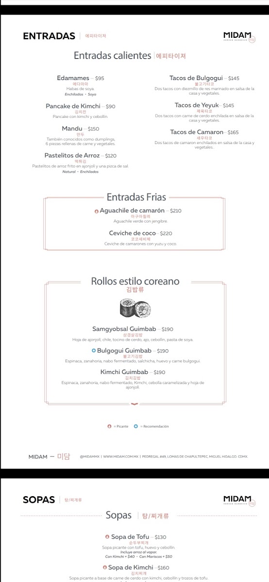 Midam Menu