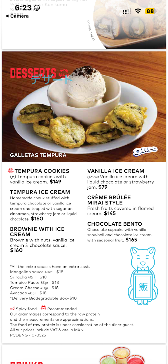 Mirai Playa Del Carmen Menu Photo 10