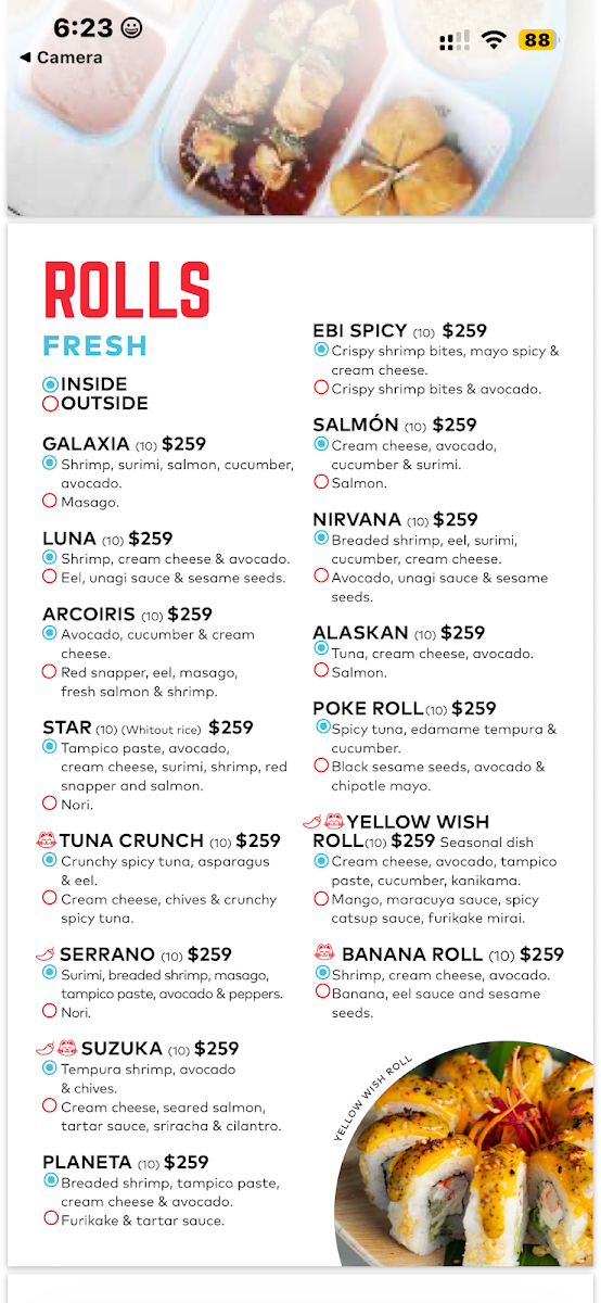 Mirai Playa Del Carmen Menu Photo 2