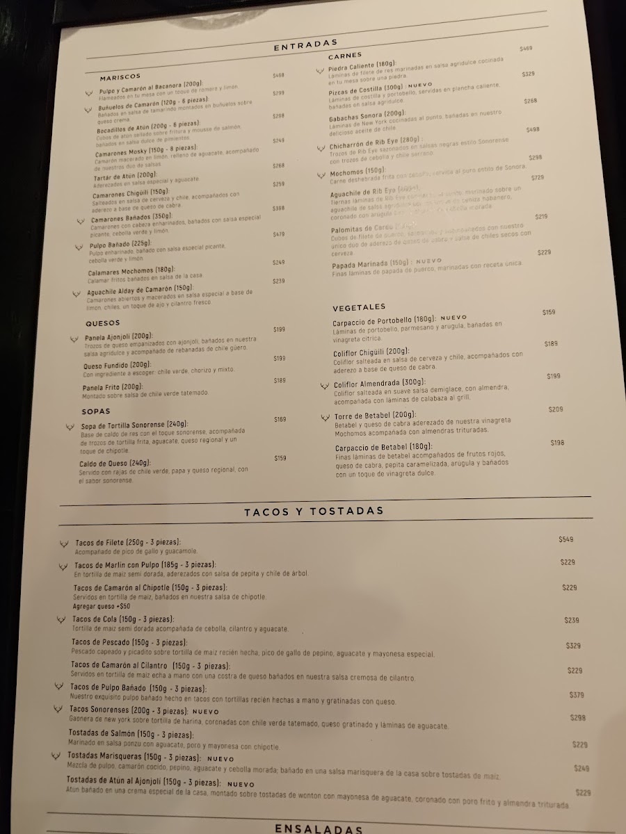 Mochomos Puebla Menu