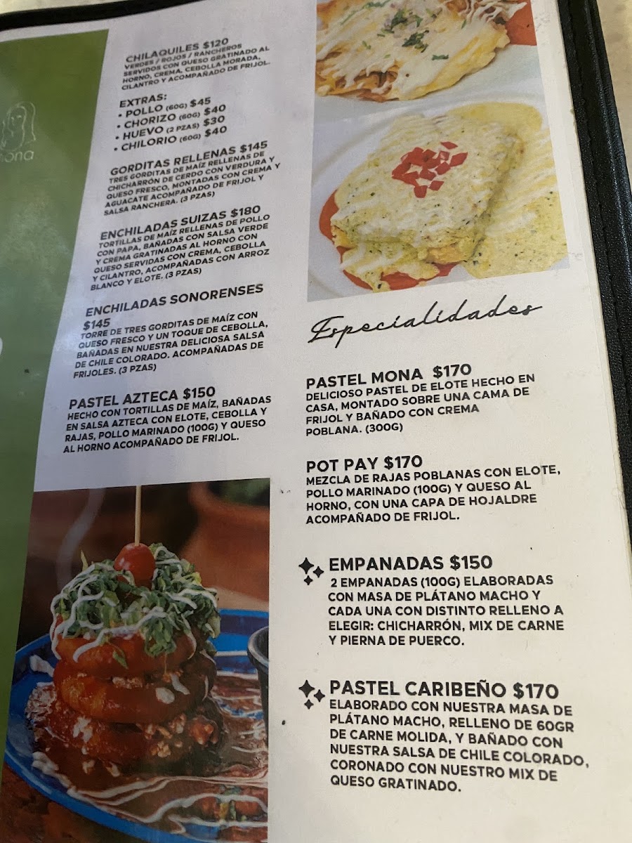 Mona Cafe Menu