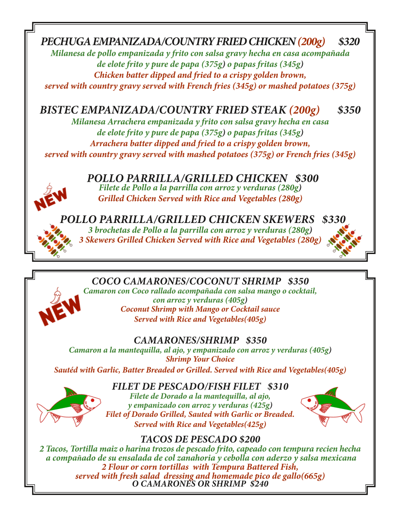 Nacho Daddy Menu