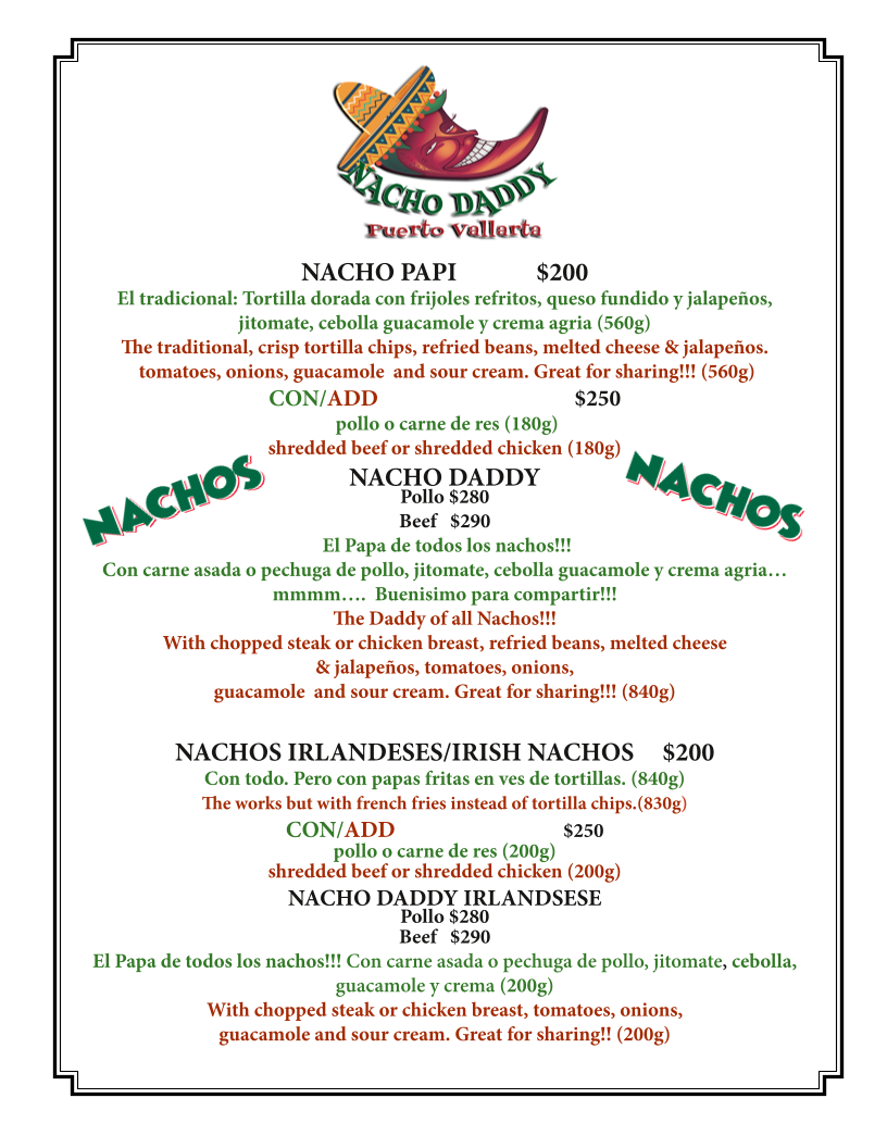 Nacho Daddy Menu Photo 4