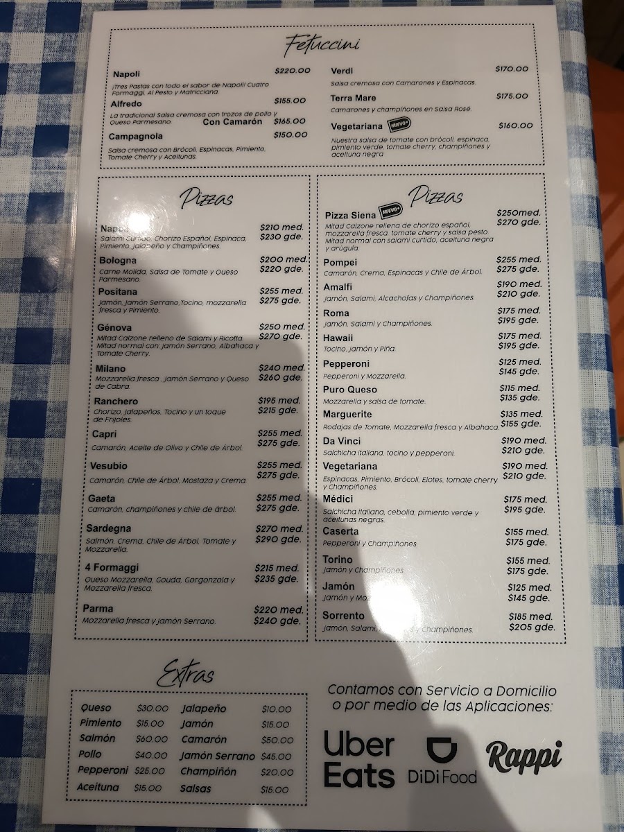 Napoli Pizza & Pasta Valle Ote Menu Photo 3