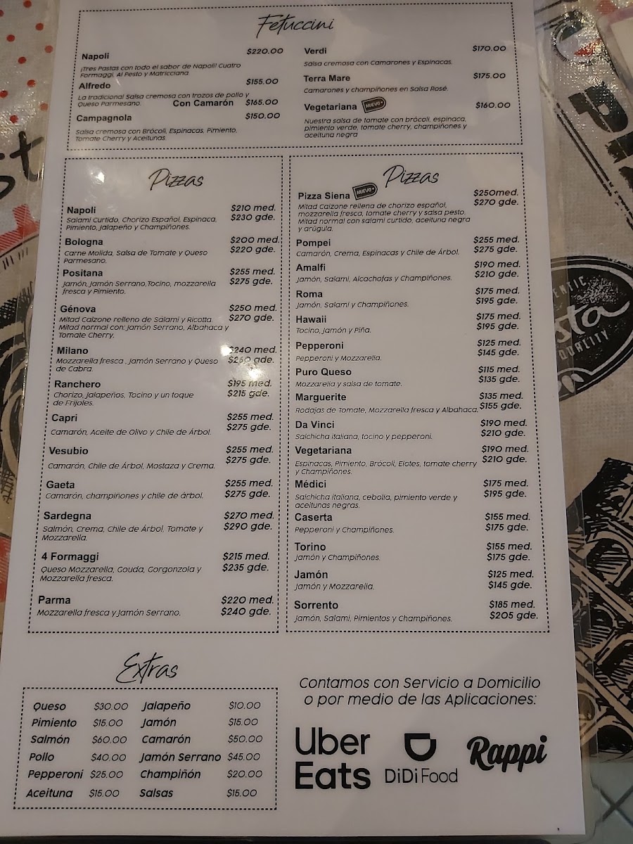 Napoli Pizza & Pasta Valle Ote Menu Photo 4