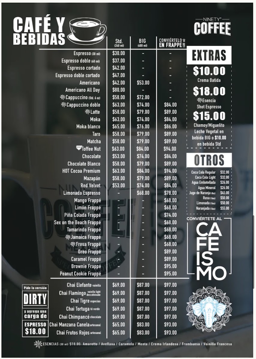 Ninety Coffee - Cafetería De Especialidad Menu