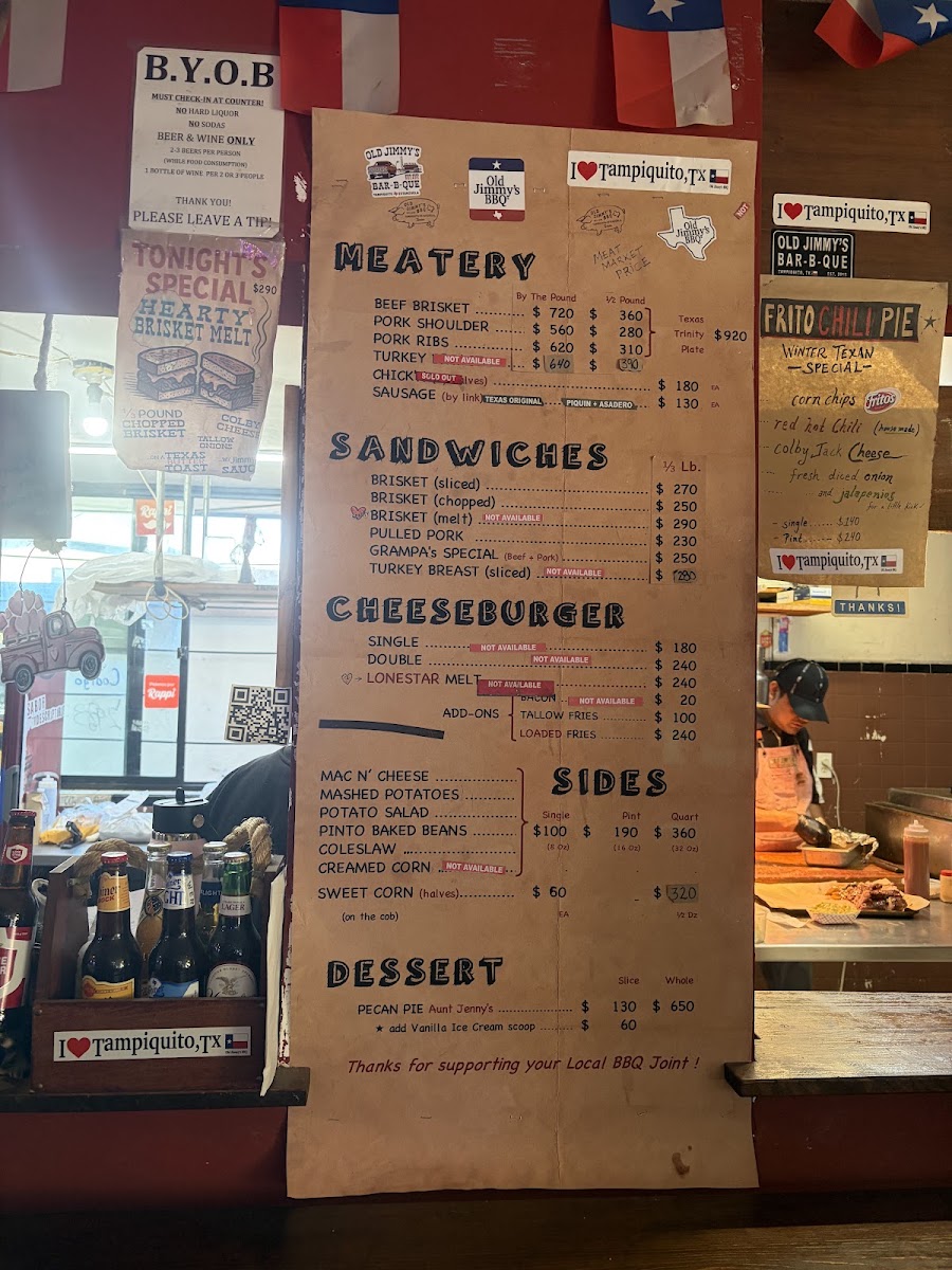 Old Jimmy's BBQ #TampiquitoTx Menu