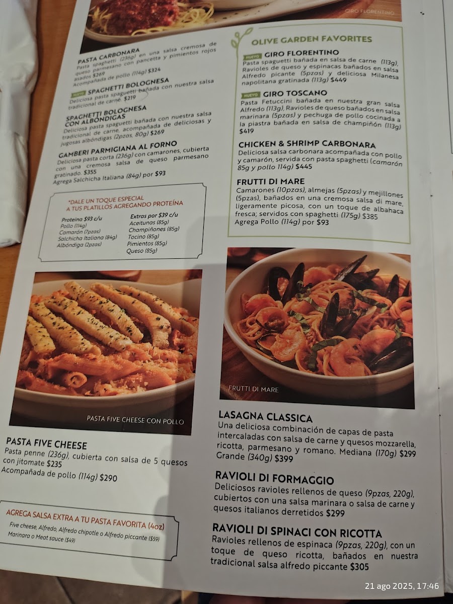 Olive Garden Italian Restaurant Menu Photo 5