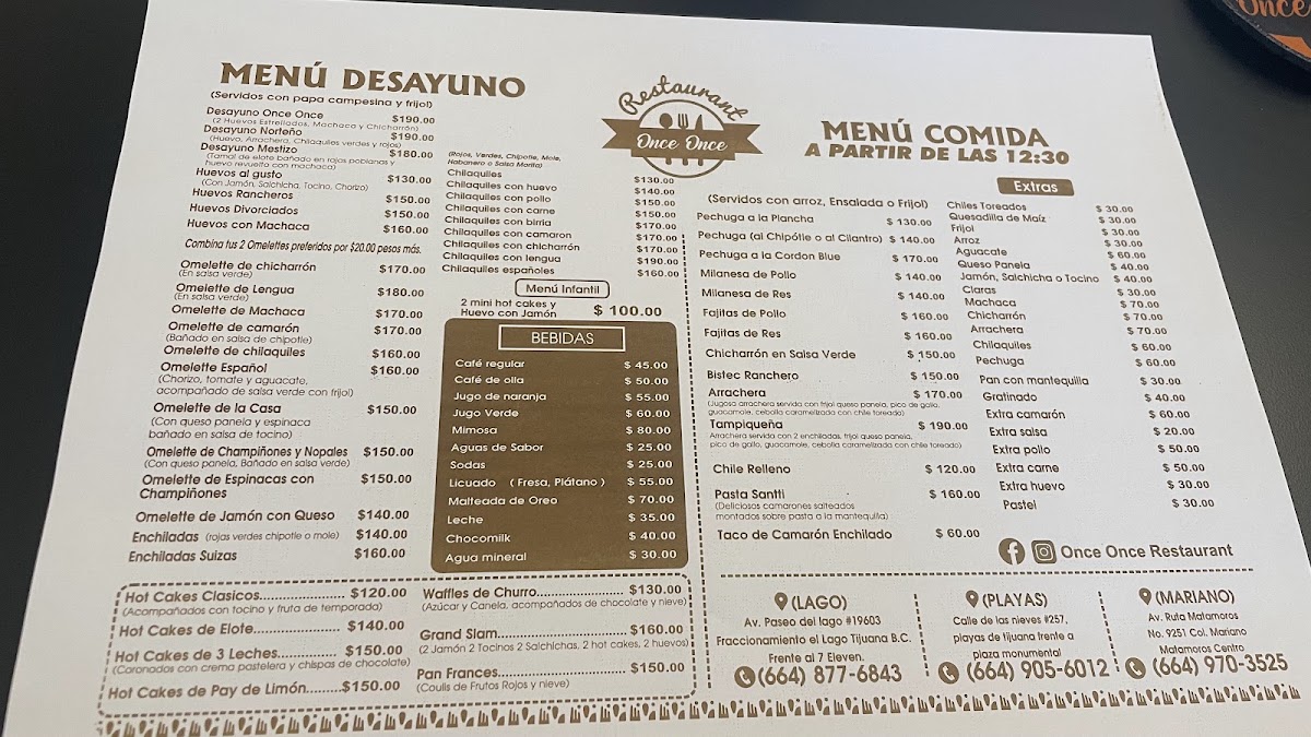 Once Once Restaurante El Lago Menu Photo 7