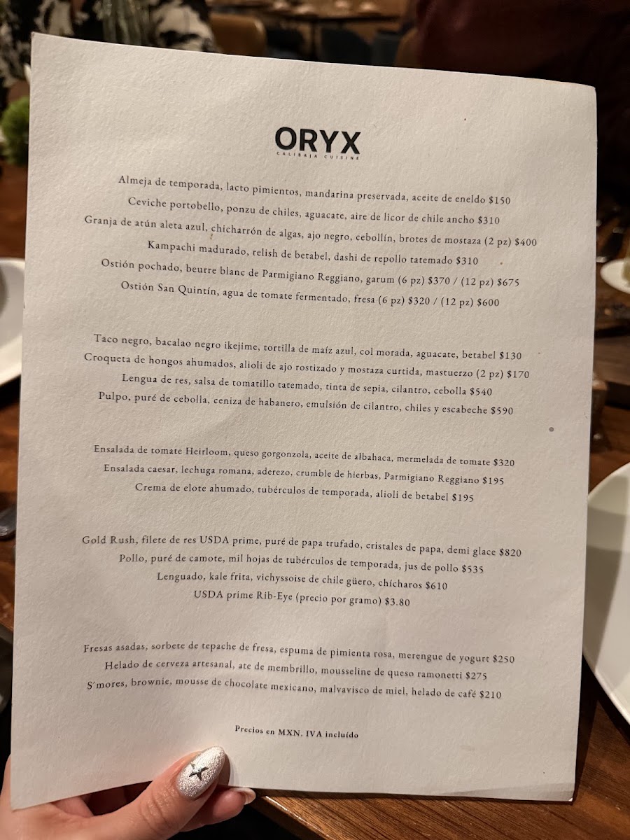 Oryx Restaurante Menu Photo 3