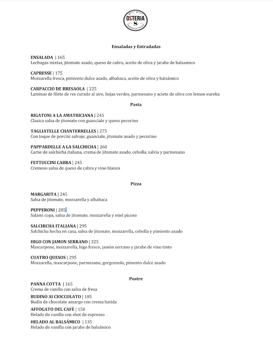 Osteria 8 Menu Photo 3