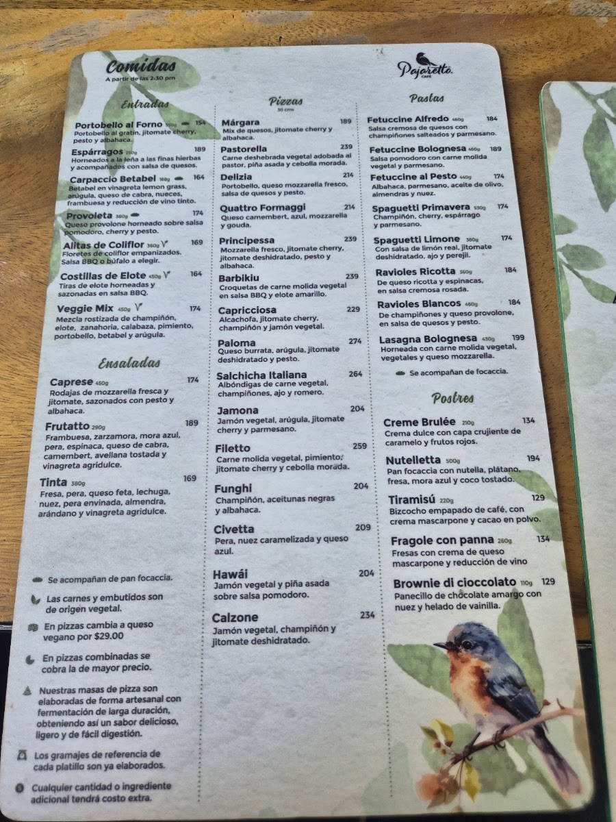 Pajaretto Cafe Menu Photo 2