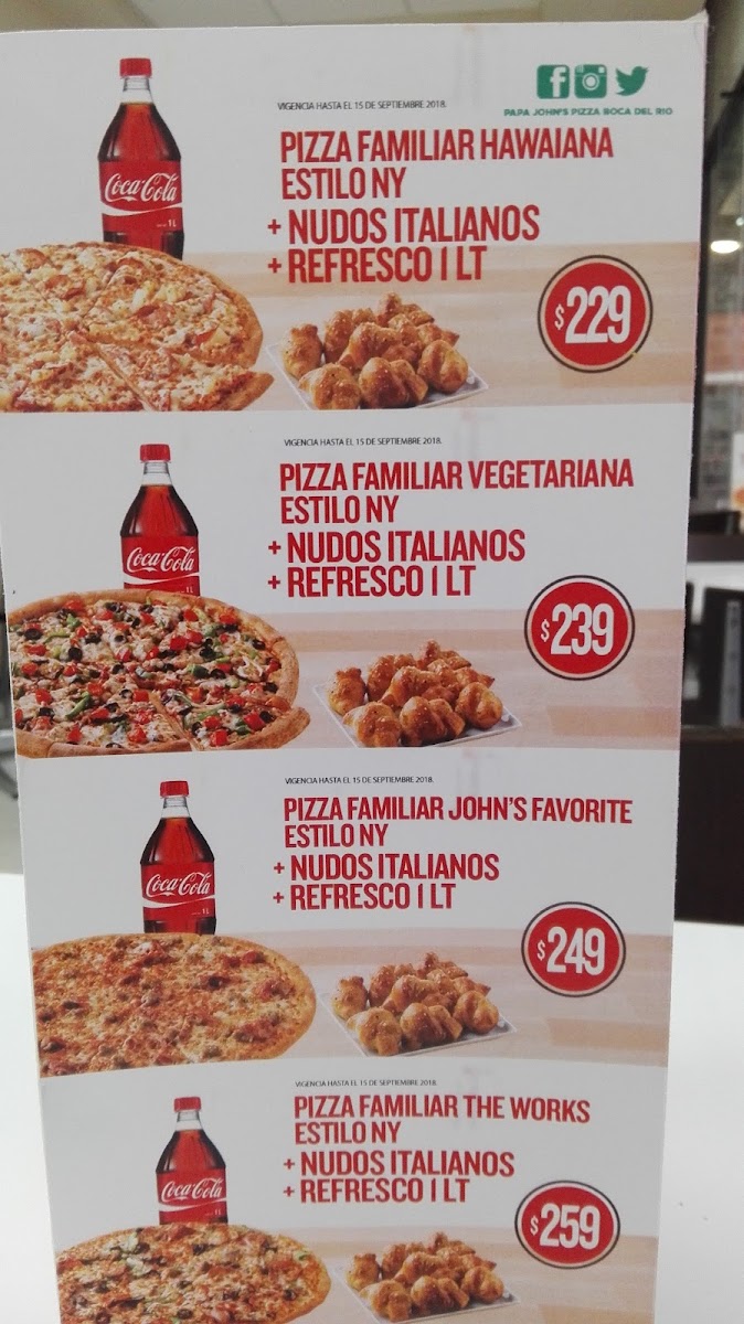 Papa John´s Pizza Menu