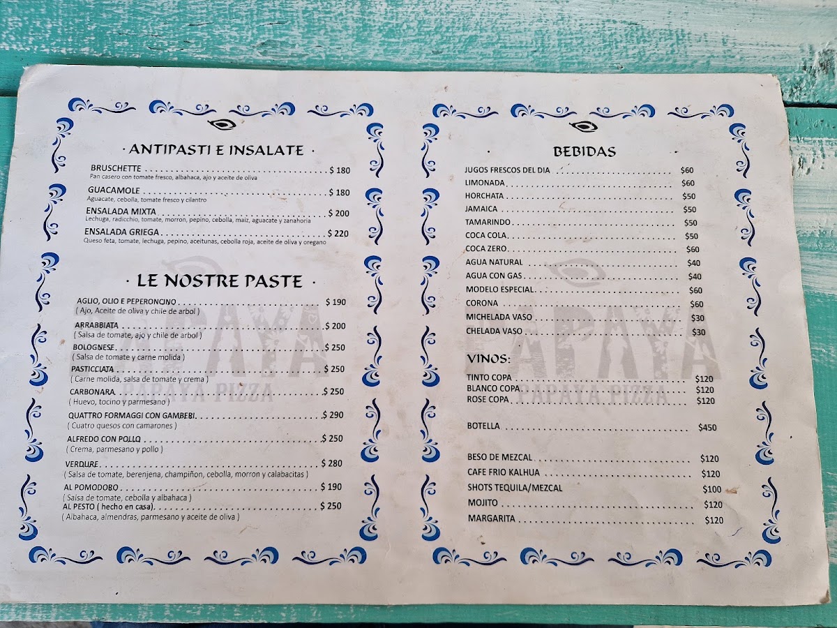 Papaya Pizza & Co Tulum Menu Photo 2