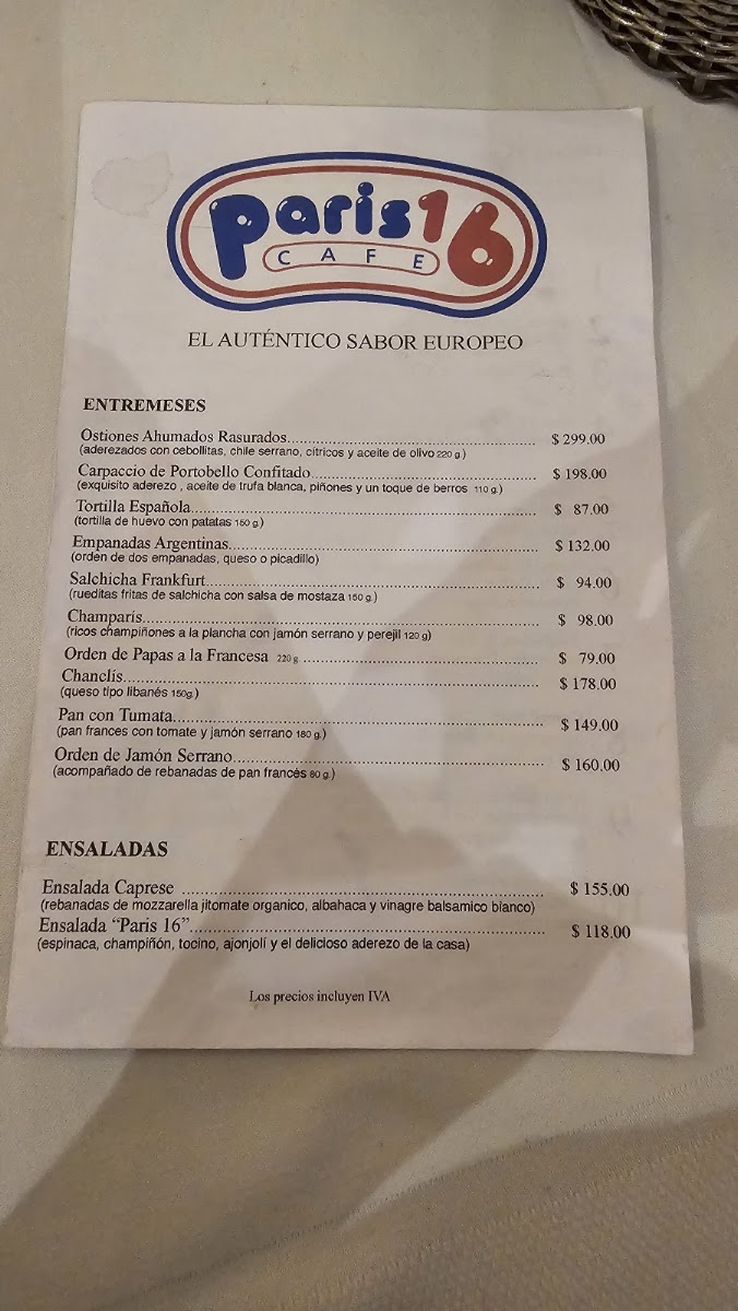 Paris 16 Menu Photo 4