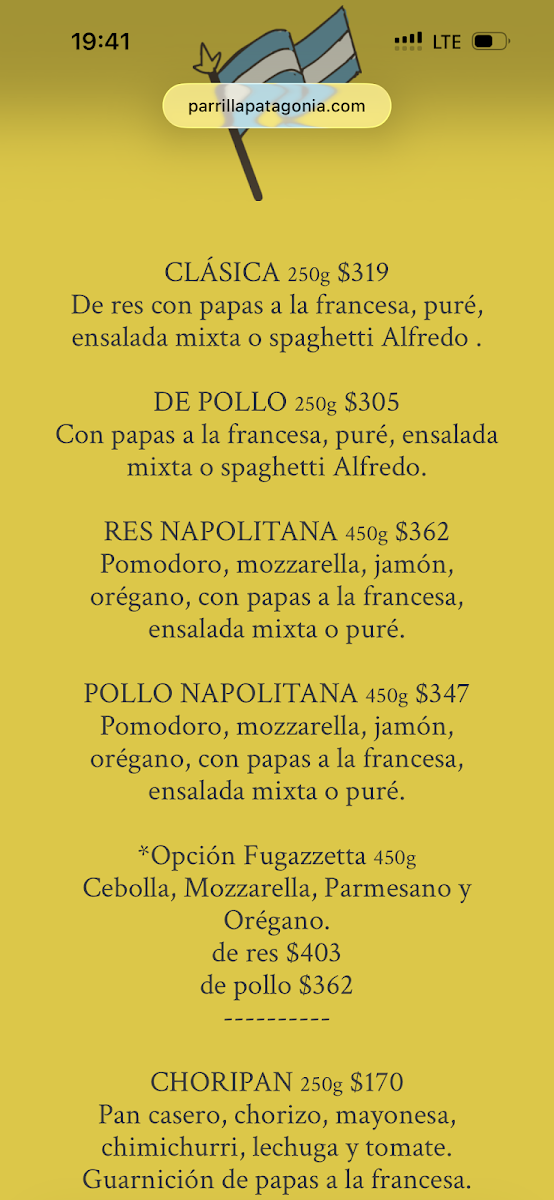 Patagonia Menu