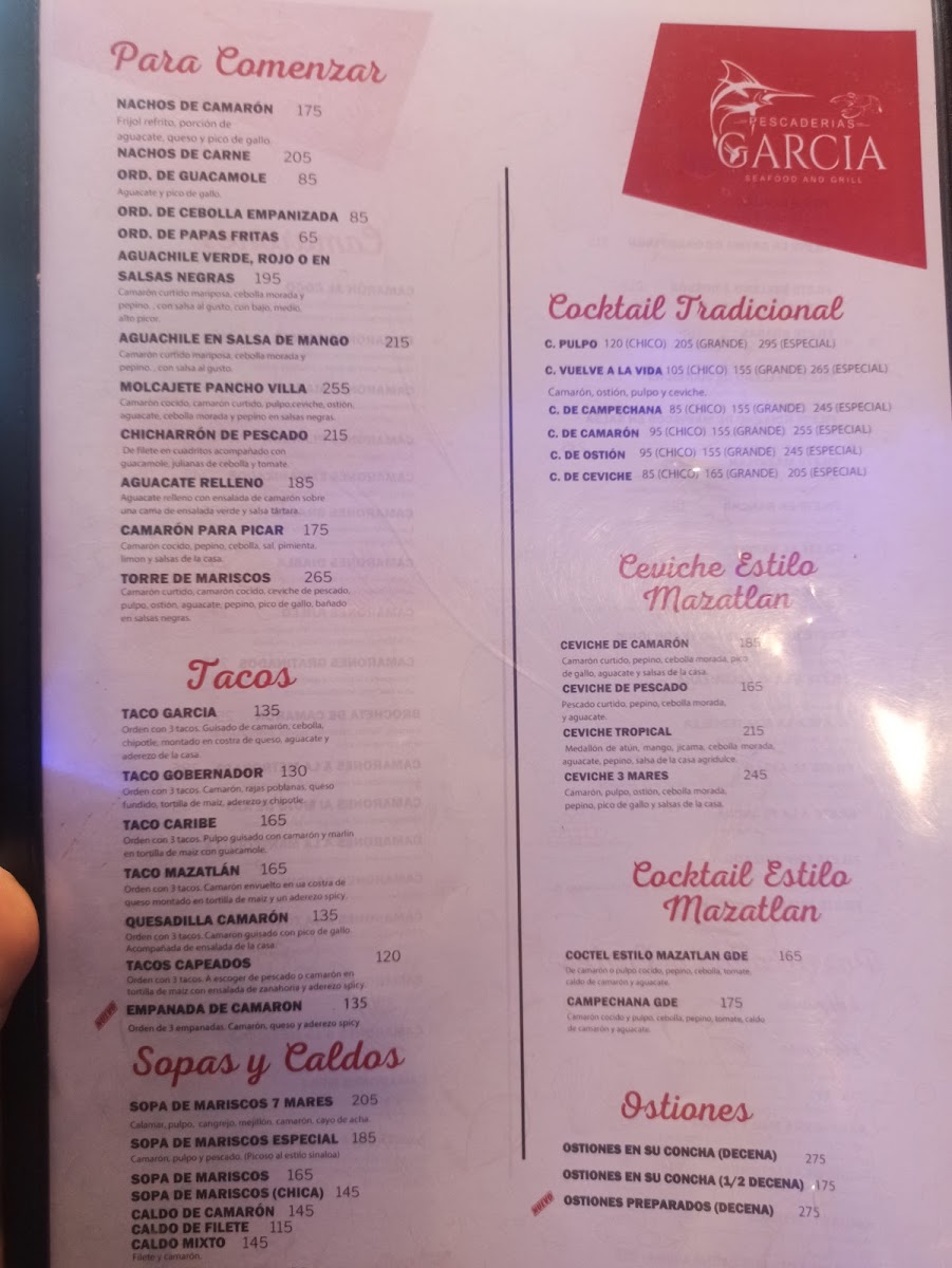 Pescaderia Garcia Menu
