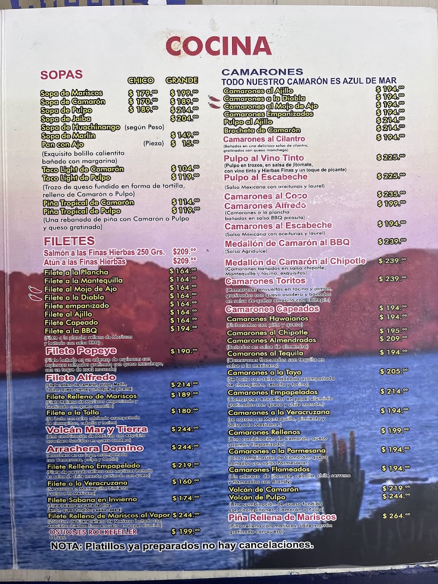 Pescados Y Mariscos Del Sur Restaurante Menu Photo 5