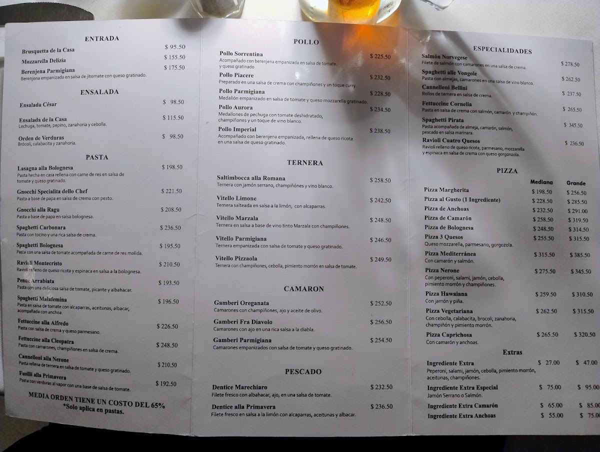 Piccolo Nerone Menu