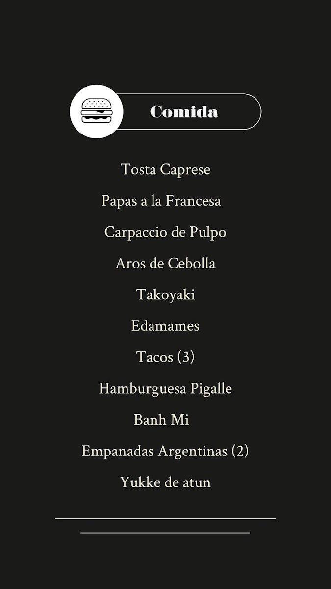 Pigalle Menu