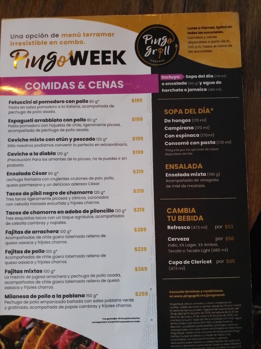 Pingo Grill Parque Tepeyac Menu Photo 2
