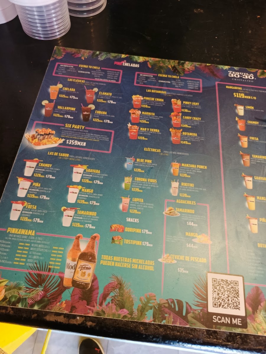 Pinkcheladas Menu