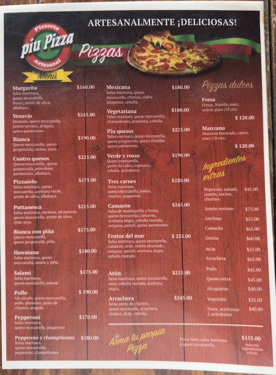 Piu Pizza Artesanal Av. Del Parque Menu Photo 2