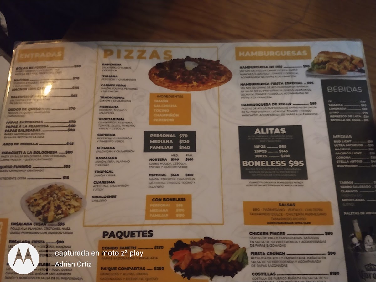 Pizza Fiesta Menu