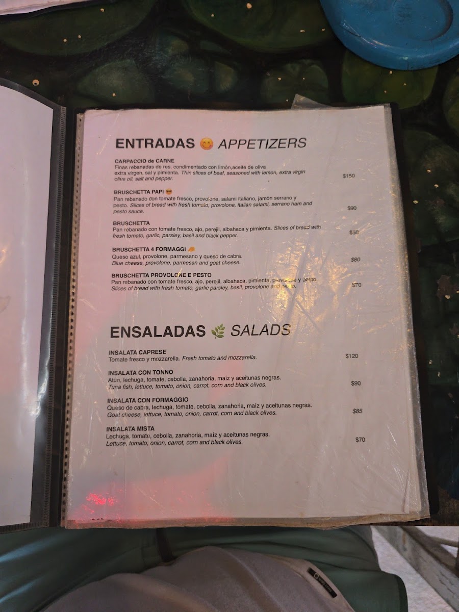 Pizza Papi Pasta Menu